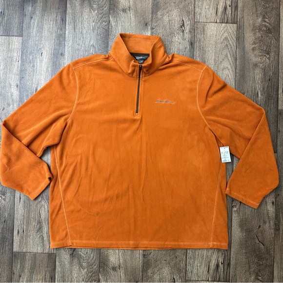 Eddie Bauer fleece Sweater 1/4 zip Soft Pullover Men’s Size XXL Orange